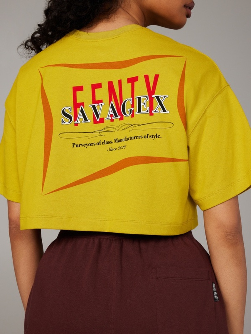 Savage X Fenty ESSENTIAL HEAVY JERSEY BACK PAGE CROPPED TEE Mustard WOMENS Small